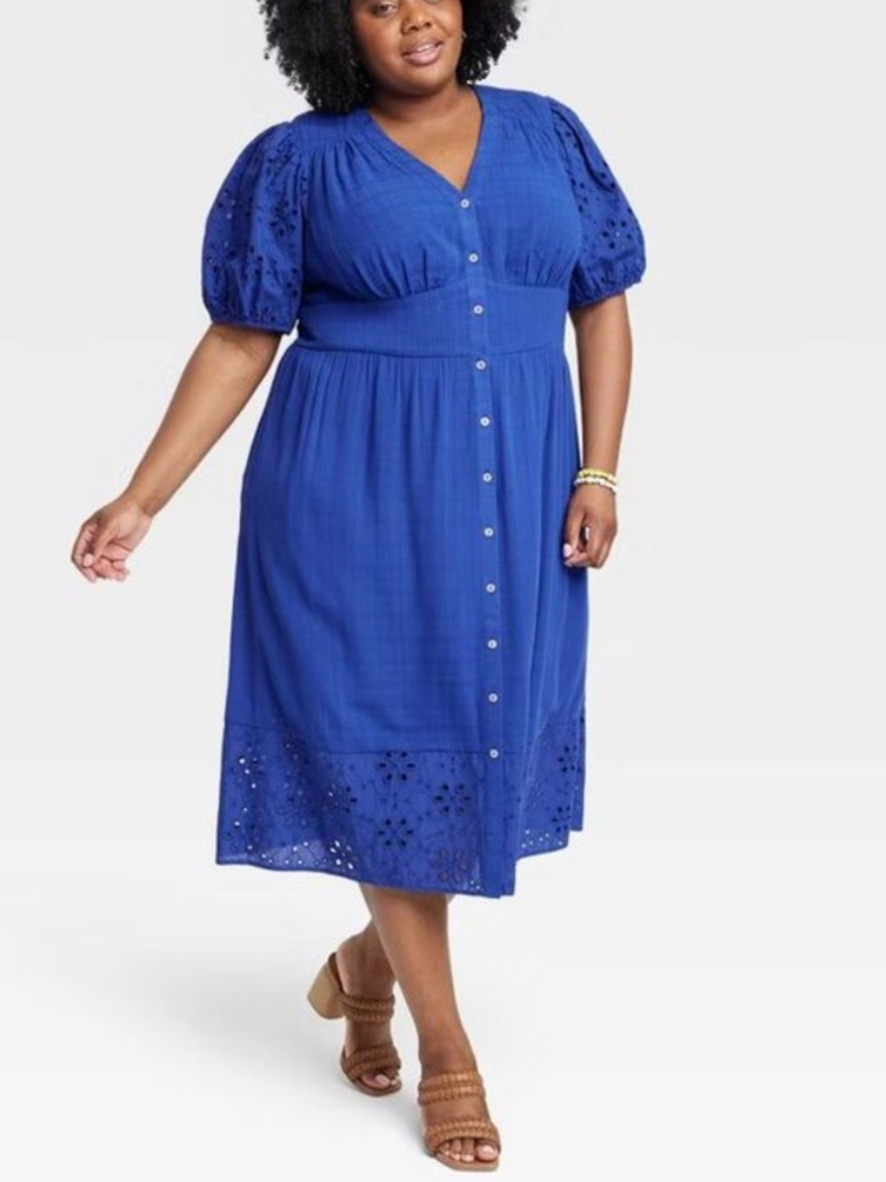 Knox Rose Cobalt Blue Eyelet Midi Dress